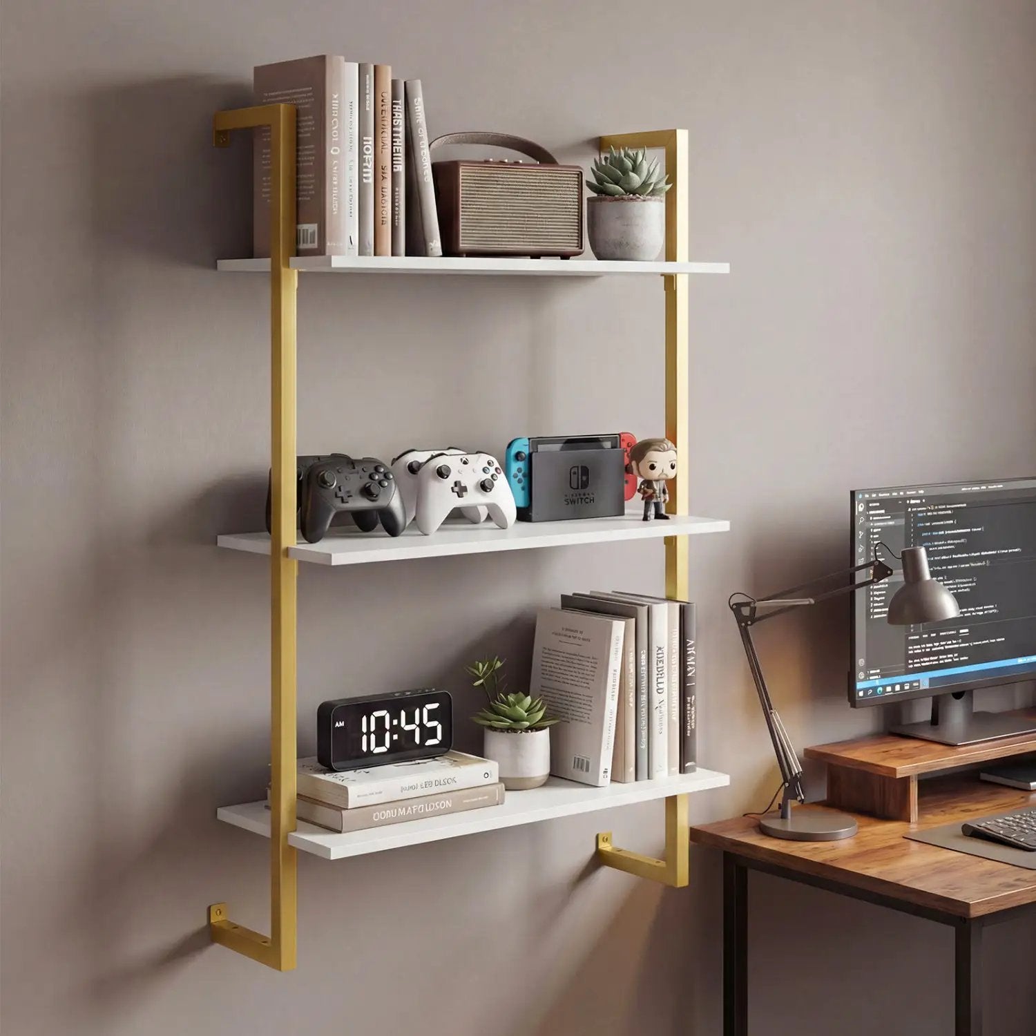 3-Tier Floating Modern Kitchen Shelf for Living Room Home Office and Bathroom by DirectDeals
