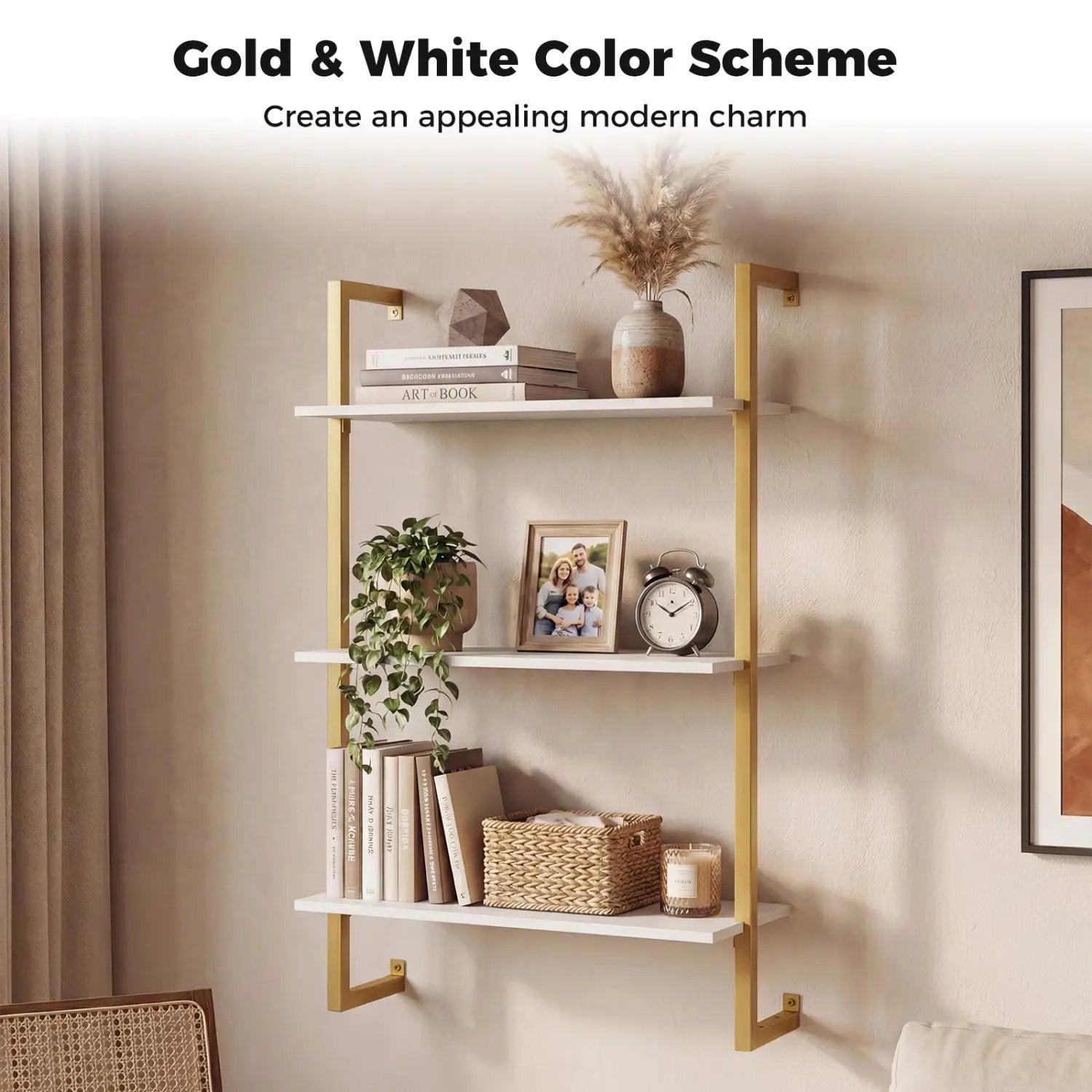 3-Tier Floating Modern Kitchen Shelf for Living Room Home Office and Bathroom by DirectDeals