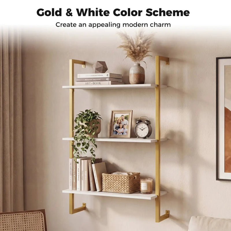 3-Tier Floating Modern Kitchen Shelf for Living Room Home Office and Bathroom by DirectDeals
