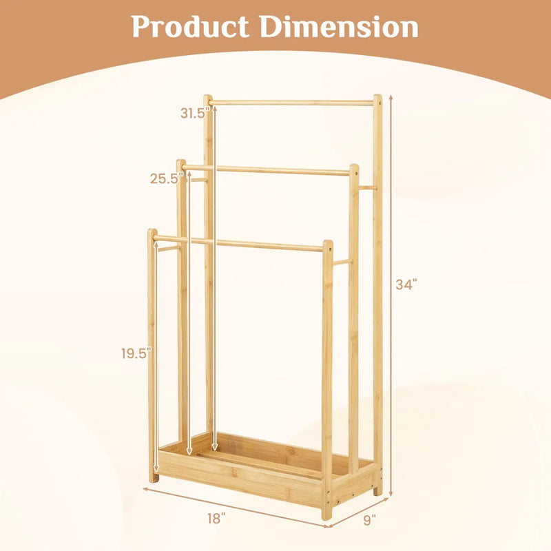 3-Tier Bamboo Towel Rack with Storage Shelf by DirectDeals