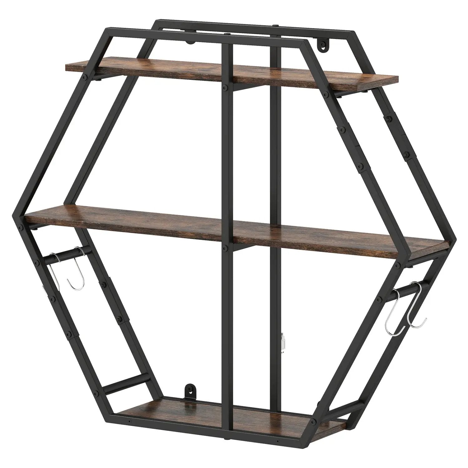 3-Tier Geometric Bookcase with S-Shaped Hooks for Living Room by DirectDeals
