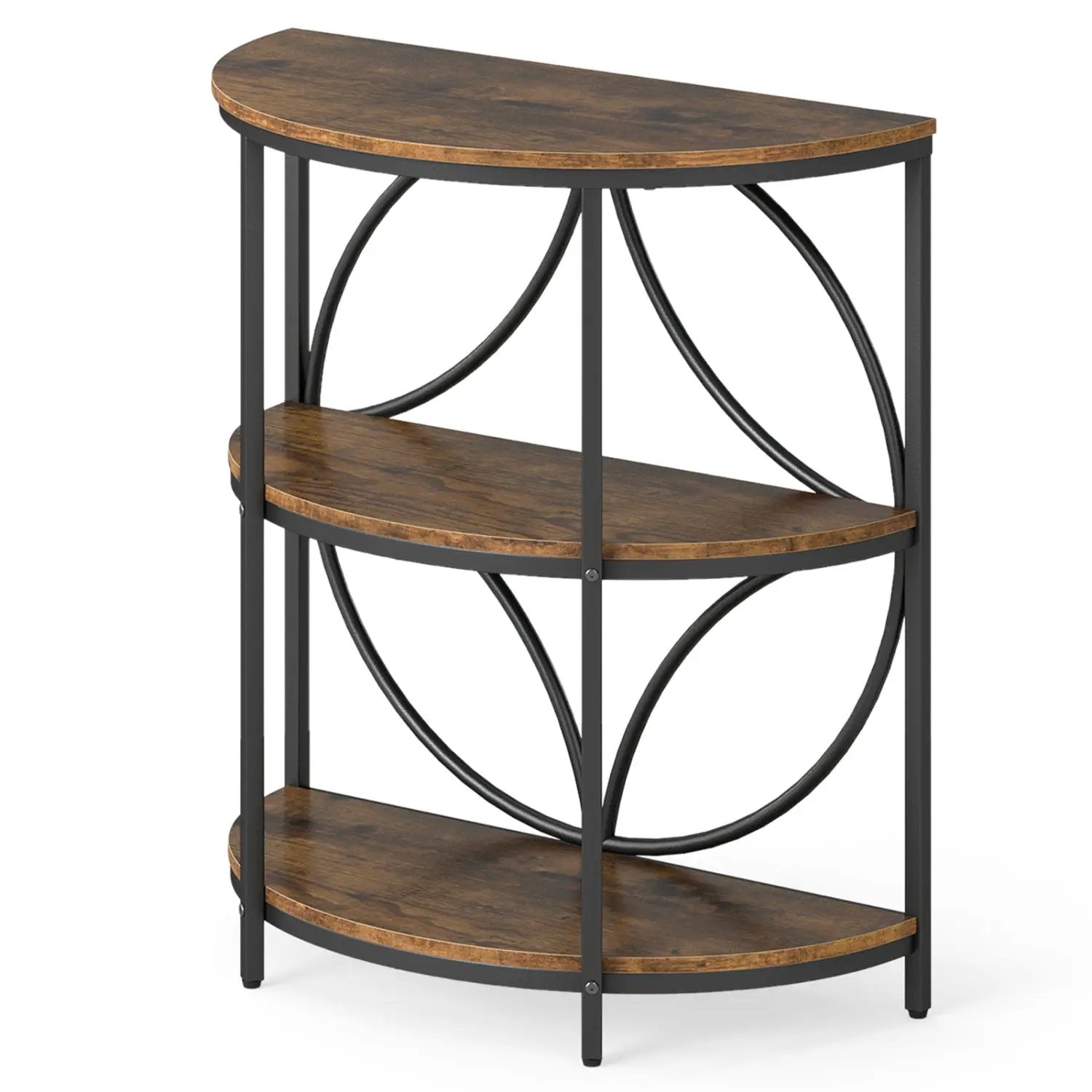 3-Tier Half Round End Table with Study Metal Frame for Living Room by DirectDeals