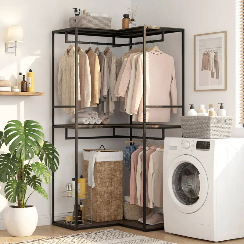 3-Tier Heavy Duty Clothes Rack with 3 Shelves & 2 Hanging Racks by DirectDeals