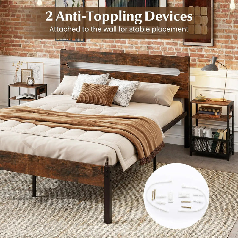 Industrial Side Table with USB-C & AC Outlets, 3-Tier by DirectDeals