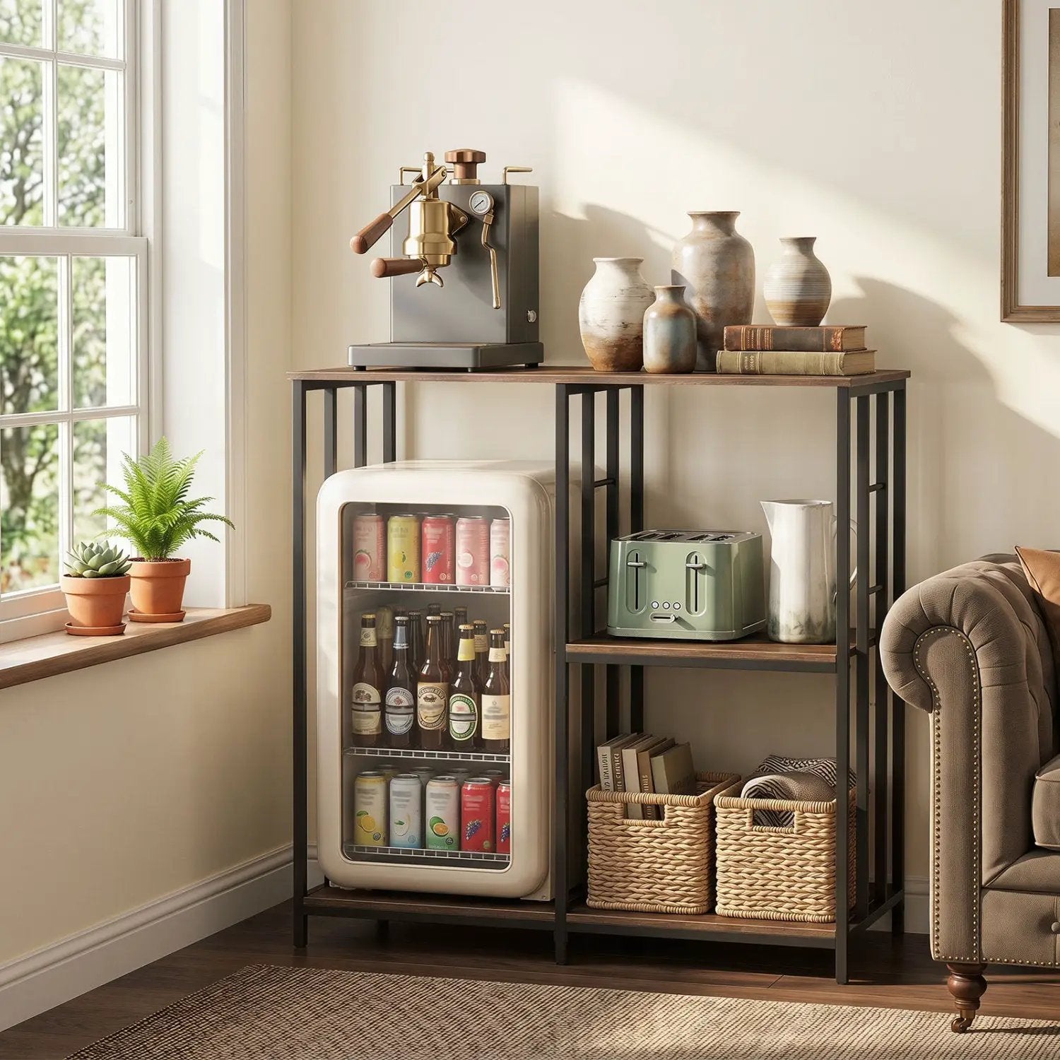 3-Tier Baker's Rack with Open Shelves - Rustic Brown by DirectDeals