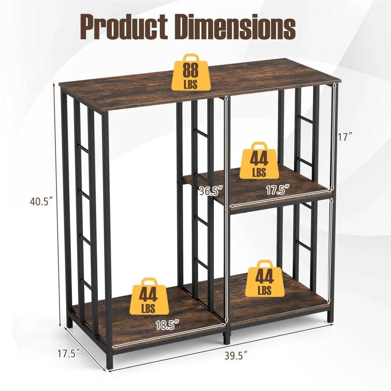 3-Tier Baker's Rack with Open Shelves - Rustic Brown by DirectDeals