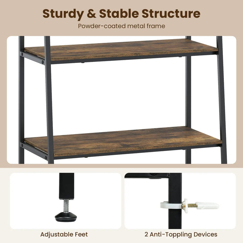 3-Tier Ladder Shelf and Corner Shelf Set with Metal Frame by DirectDeals