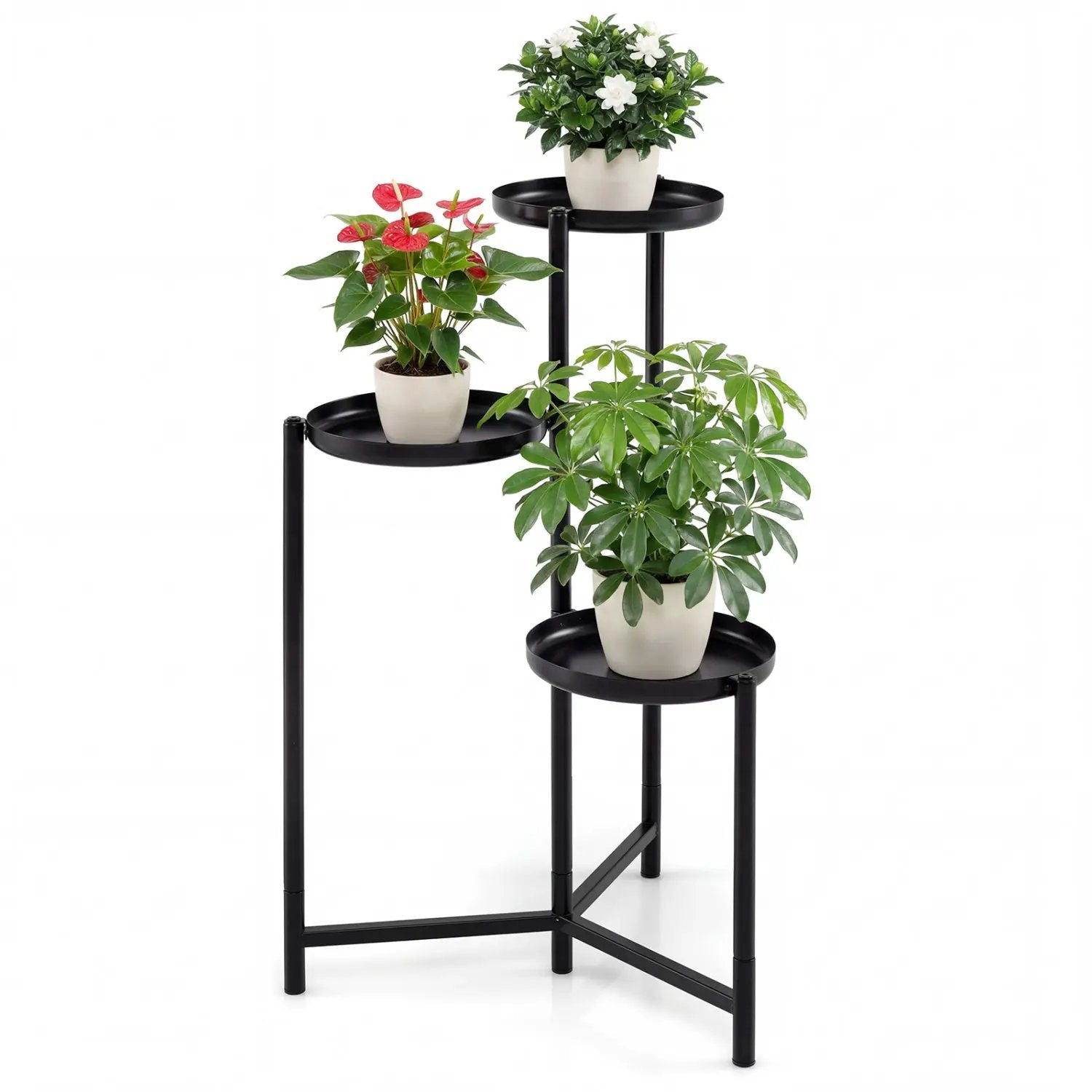3-Tier Metal Plant Stand Indoor Outdoor Tall Corner Flower Pot Holder Display Rack by DirectDeals