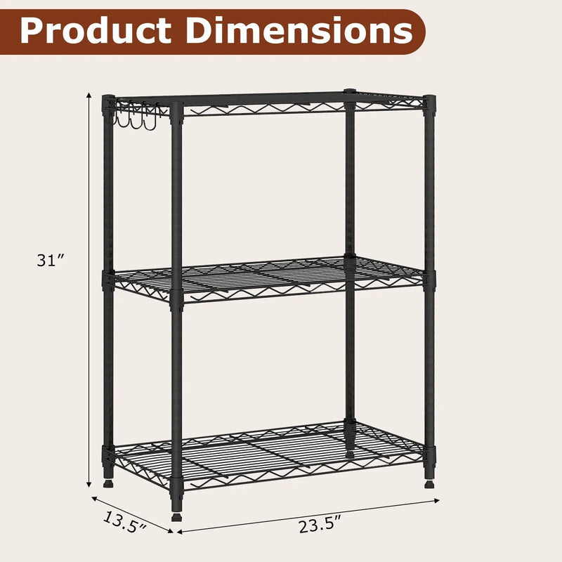 3-Tier Metal Storage Shelving Unit Set of 2 with V-Shaped Wire Rack-Black by DirectDeals