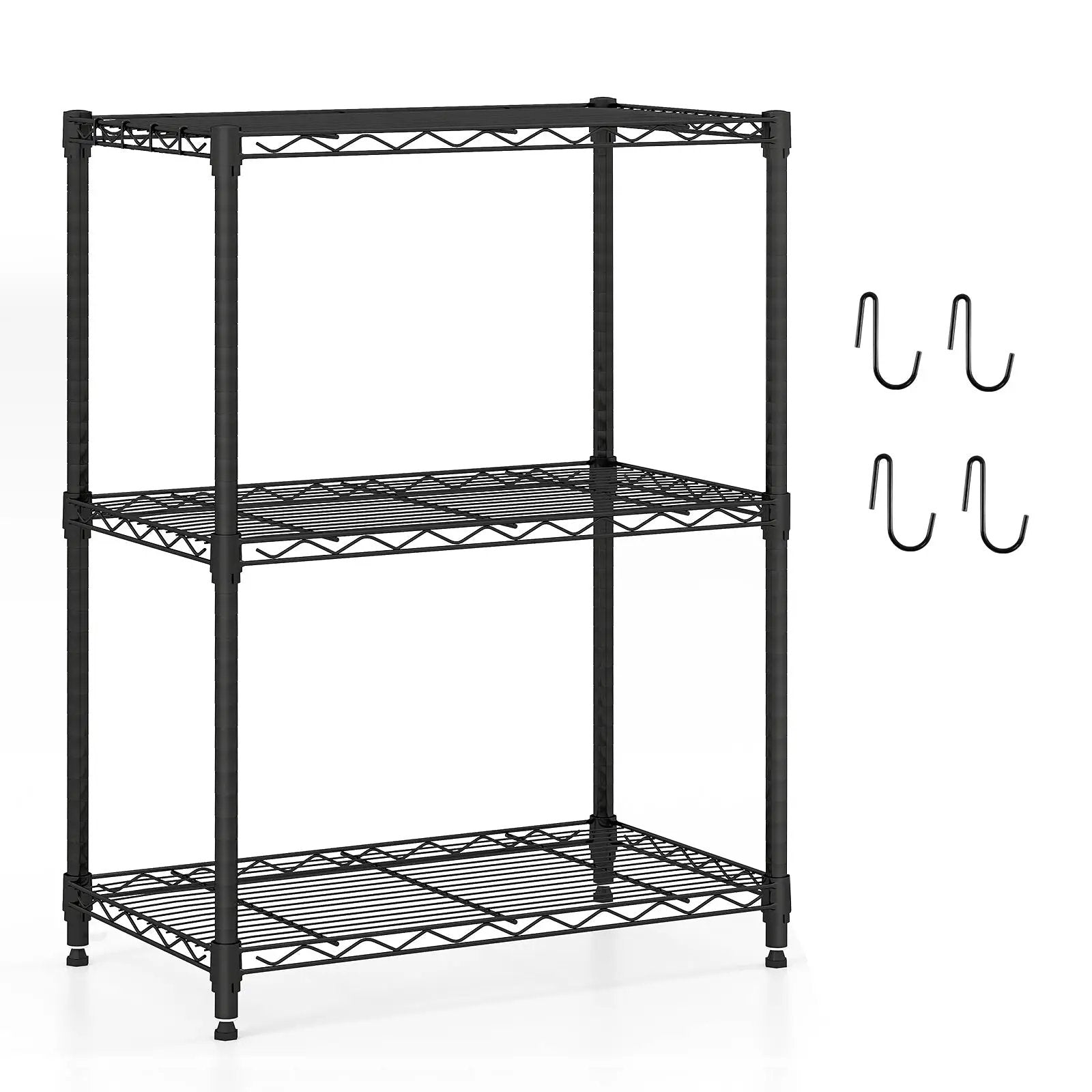 3-Tier Metal Storage Shelving Unit with V-Shaped Wire Rack and 450 LBS Capacity-Black by DirectDeals