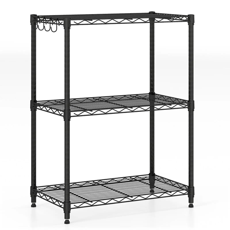 3-Tier Metal Storage Shelving Unit with V-Shaped Wire Rack and 450 LBS Capacity-Black by DirectDeals