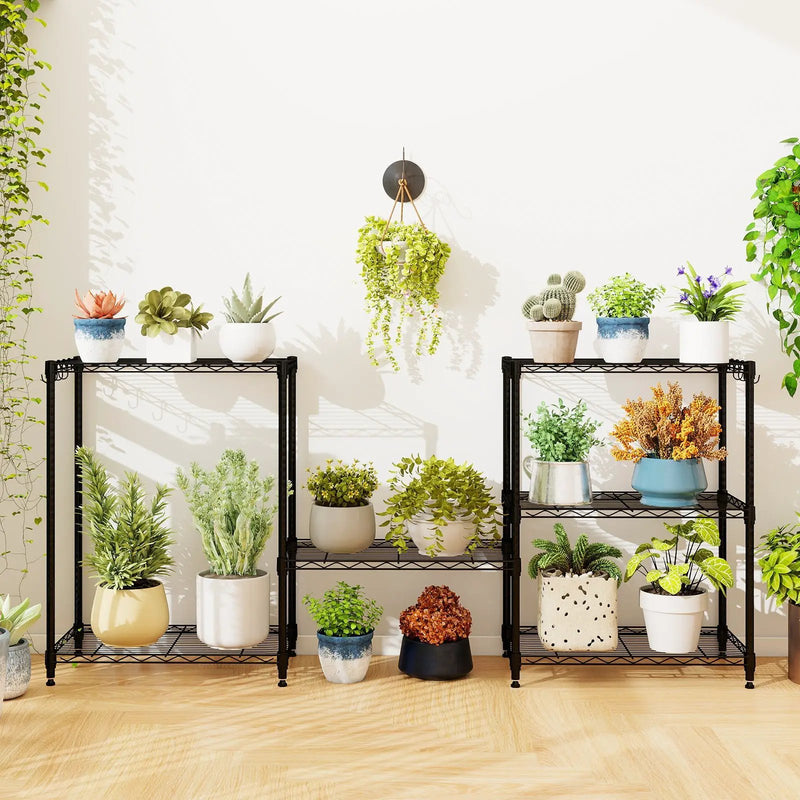 3-Tier Metal Storage Shelving Unit with V-Shaped Wire Rack and 450 LBS Capacity-Black by DirectDeals