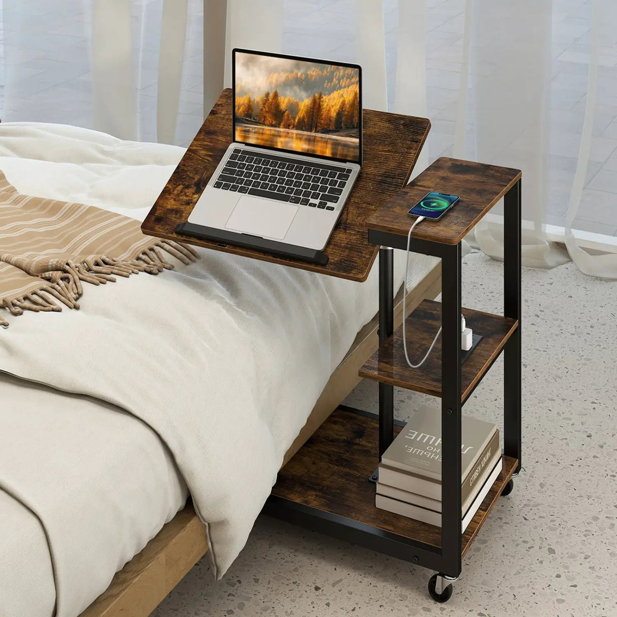 3-Tier Mobile Couch Side Table with Tiltable Tabletop by DirectDeals