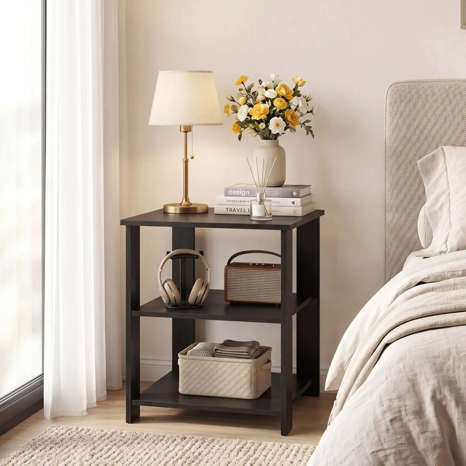 3-Tier Square Side Table with Open Storage Shelves by DirectDeals