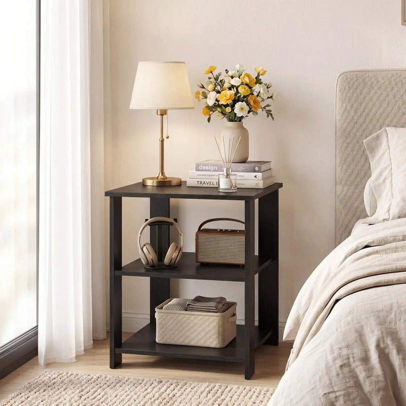3-Tier Square Side Table with Open Storage Shelves by DirectDeals