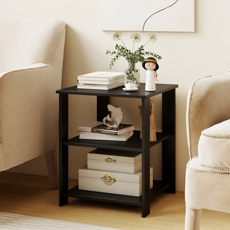 3-Tier Square Side Table with Open Storage Shelves by DirectDeals