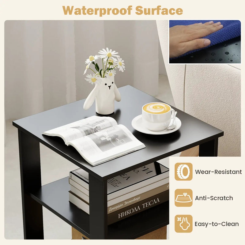 3-Tier Square Side Table with Open Storage Shelves by DirectDeals