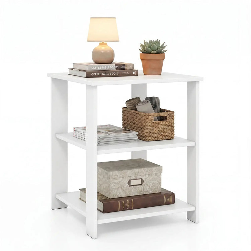 3-Tier Square Side Table with Open Storage Shelves by DirectDeals