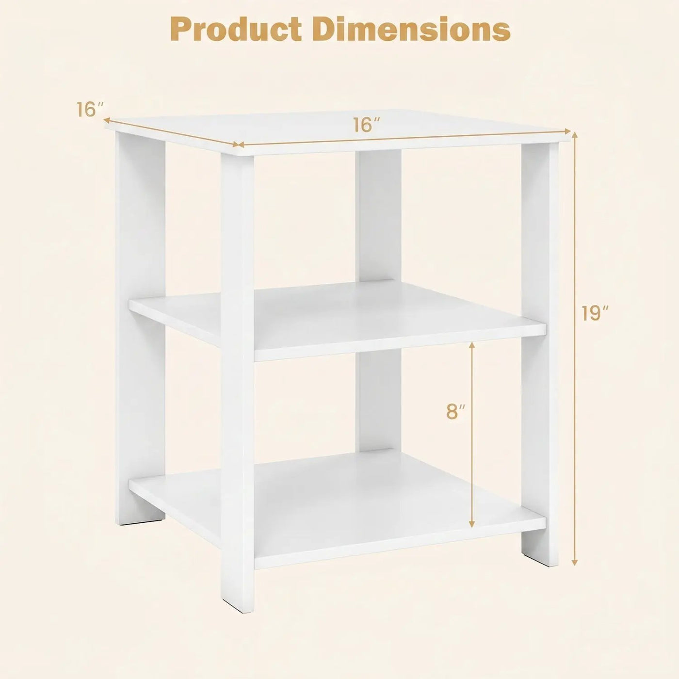 3-Tier Square Side Table with Open Storage Shelves by DirectDeals