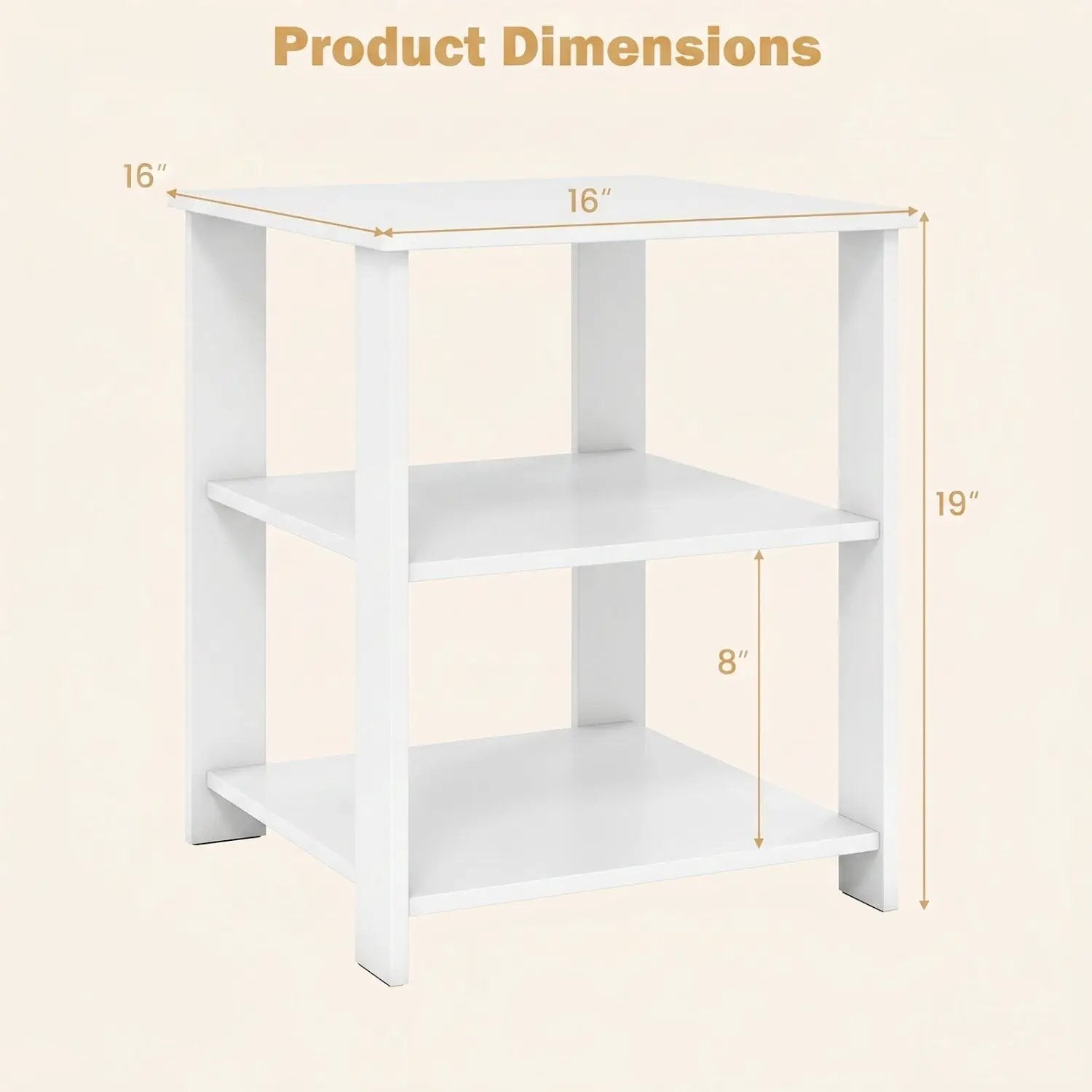 3-Tier Square Side Table with Open Storage Shelves by DirectDeals