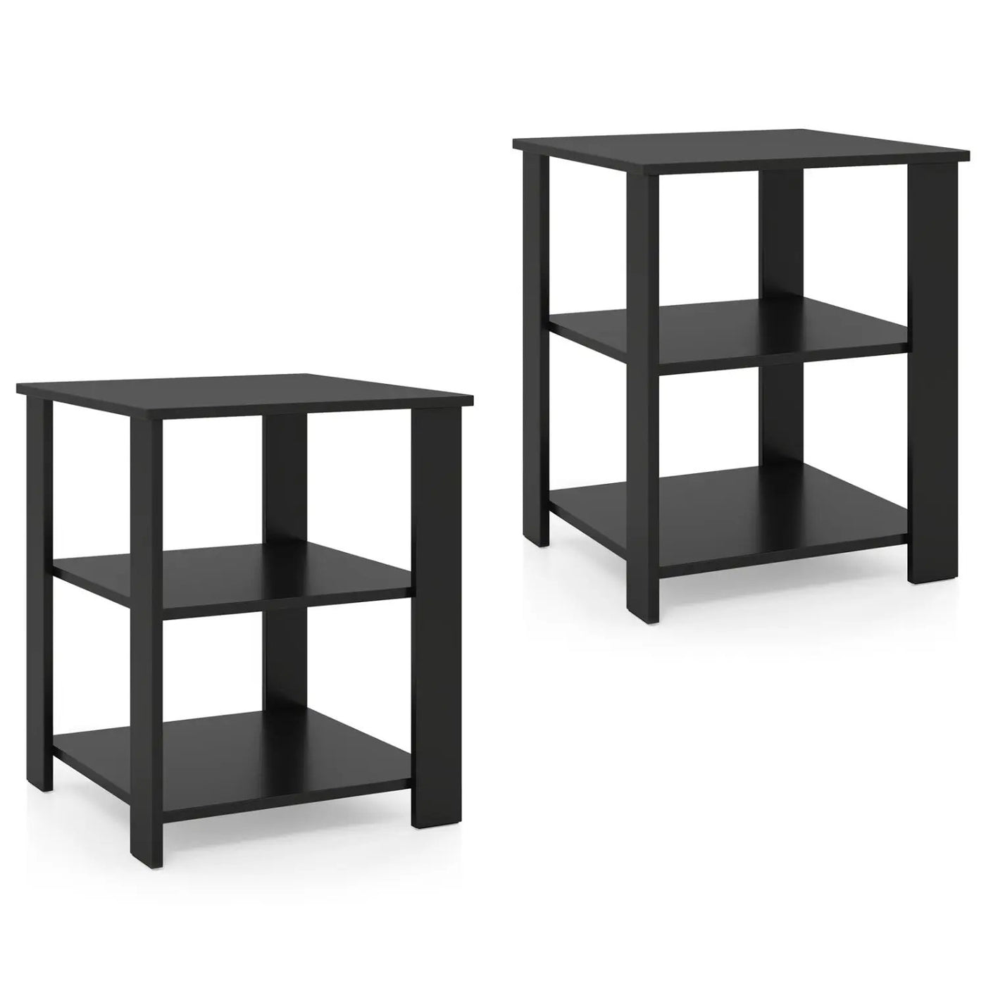 3-Tier Square Side Table with Open Storage Shelves Set of 2 by DirectDeals