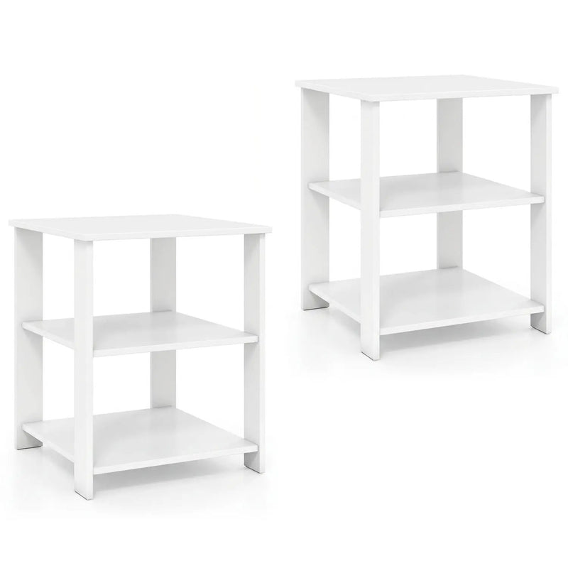 3-Tier Square Side Table with Open Storage Shelves Set of 2 by DirectDeals
