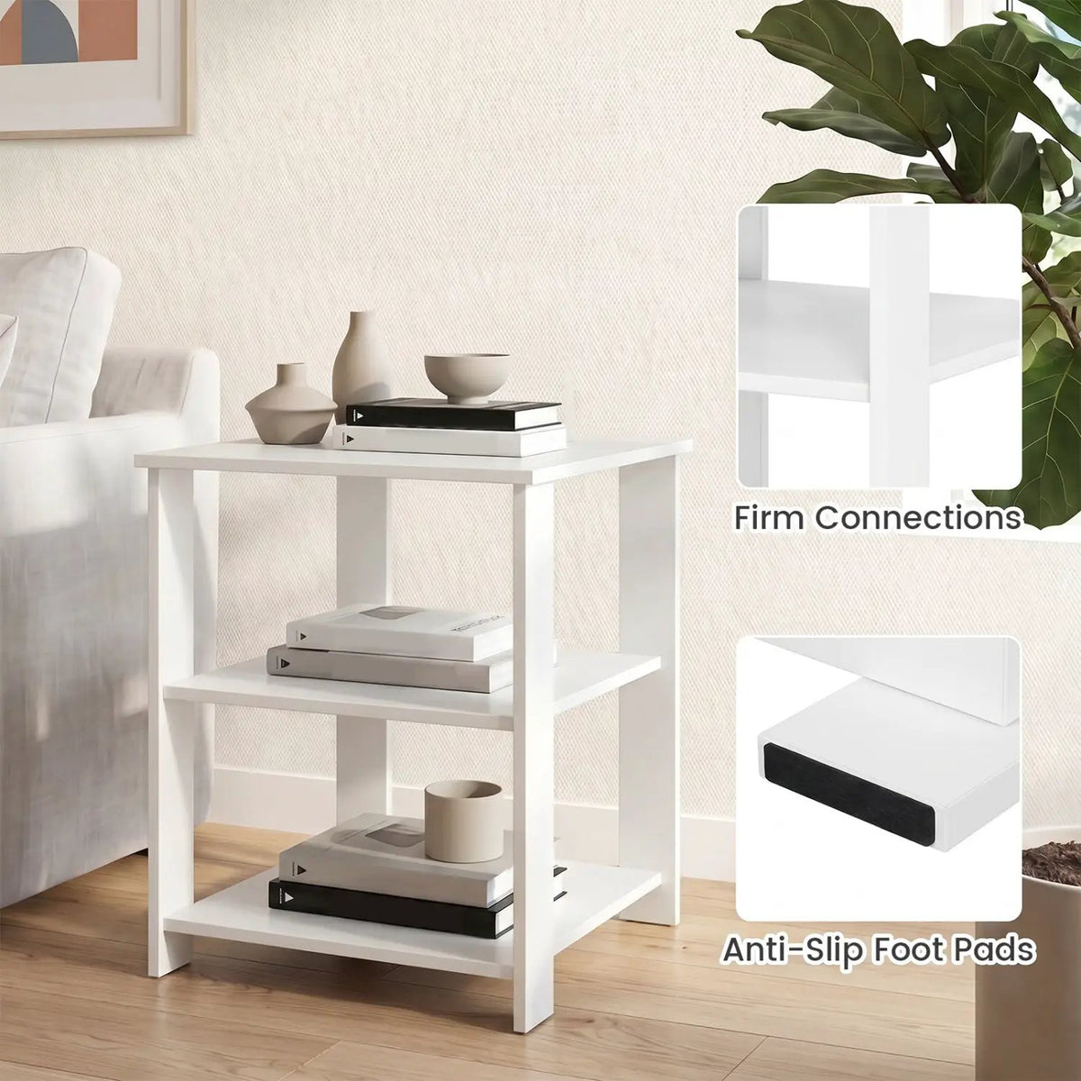 3-Tier Square Side Table with Open Storage Shelves Set of 2 by DirectDeals