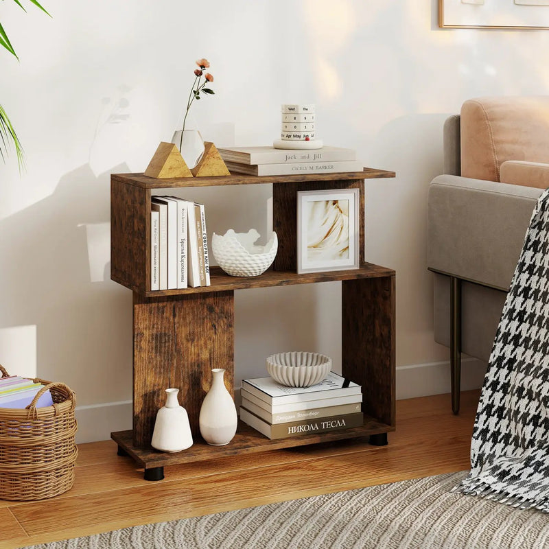 3-Tier S-Shaped Bookshelf with Adjustable Feet by DirectDeals