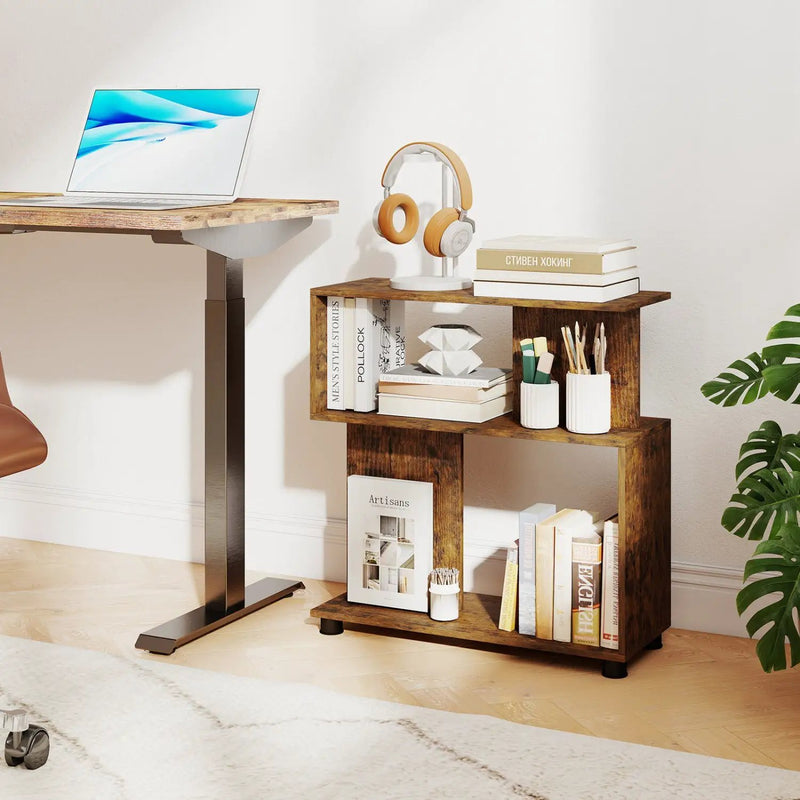 3-Tier S-Shaped Bookshelf with Adjustable Feet by DirectDeals