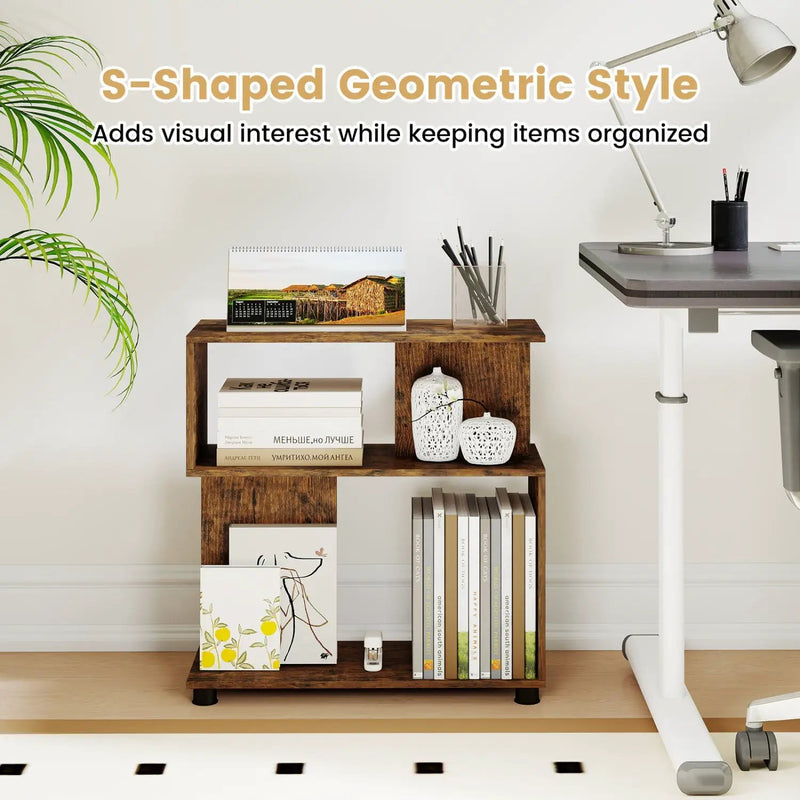 3-Tier S-Shaped Bookshelf with Adjustable Feet by DirectDeals