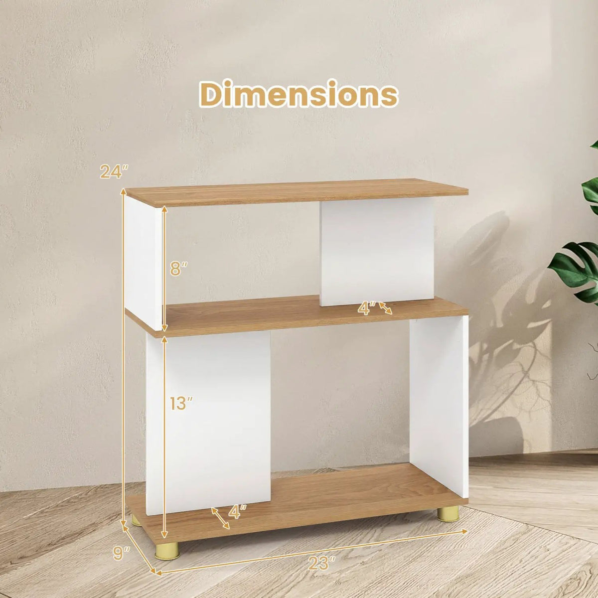 3-Tier S-Shaped Bookshelf with Adjustable Feet by DirectDeals