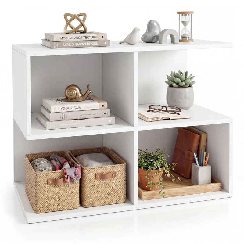 3-Tier S-Shaped End Table with 4 Storage Cubes by DirectDeals