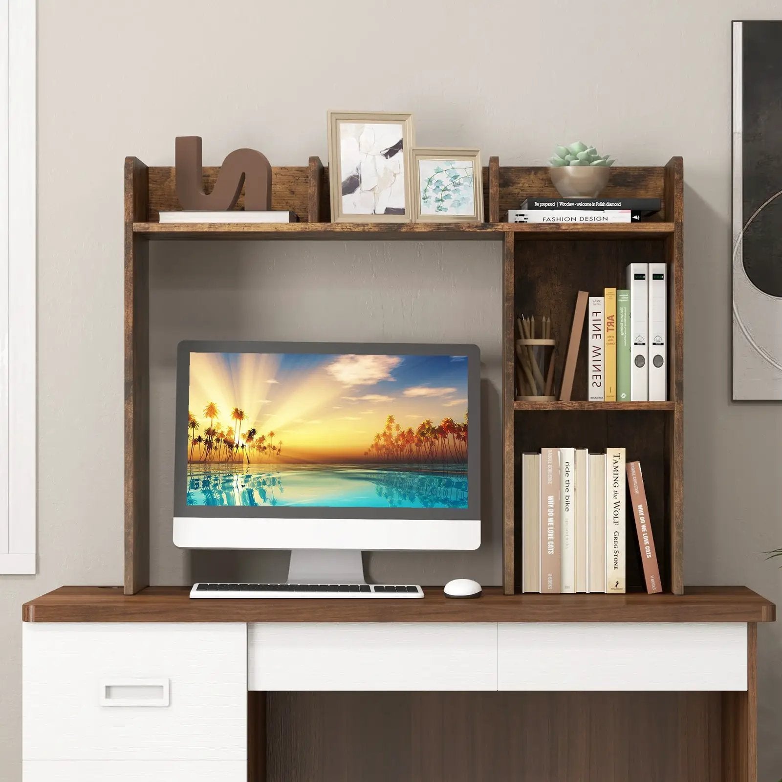 3-Tier Multipurpose Desk Bookshelf with 4 Shelves by DirectDeals