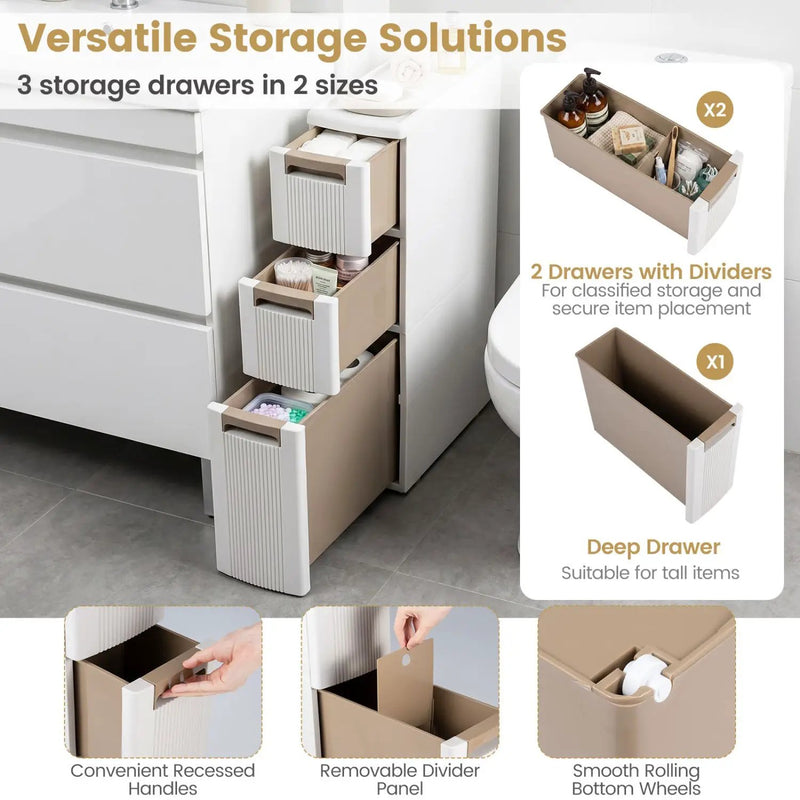 Narrow Storage Cabinet with Drawers and Removable Dividers by DirectDeals