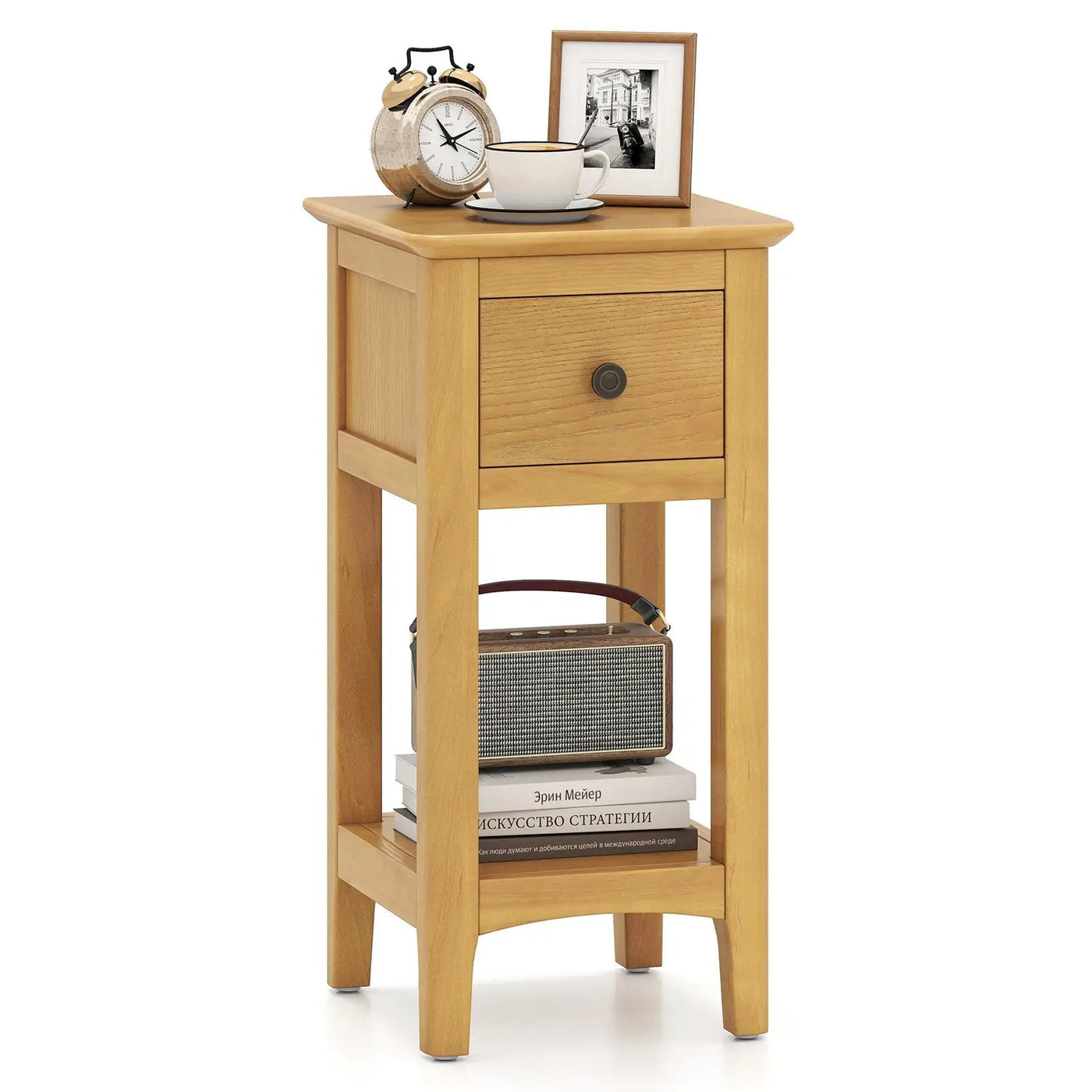 3-Tier Nightstand with Drawer and Open Storage Shelf by DirectDeals