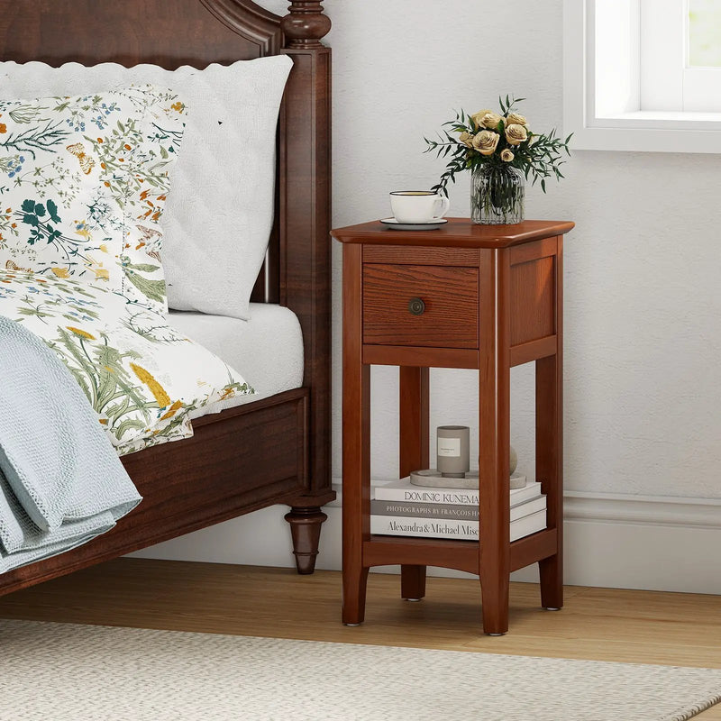 3-Tier Nightstand with Drawer and Open Storage Shelf by DirectDeals