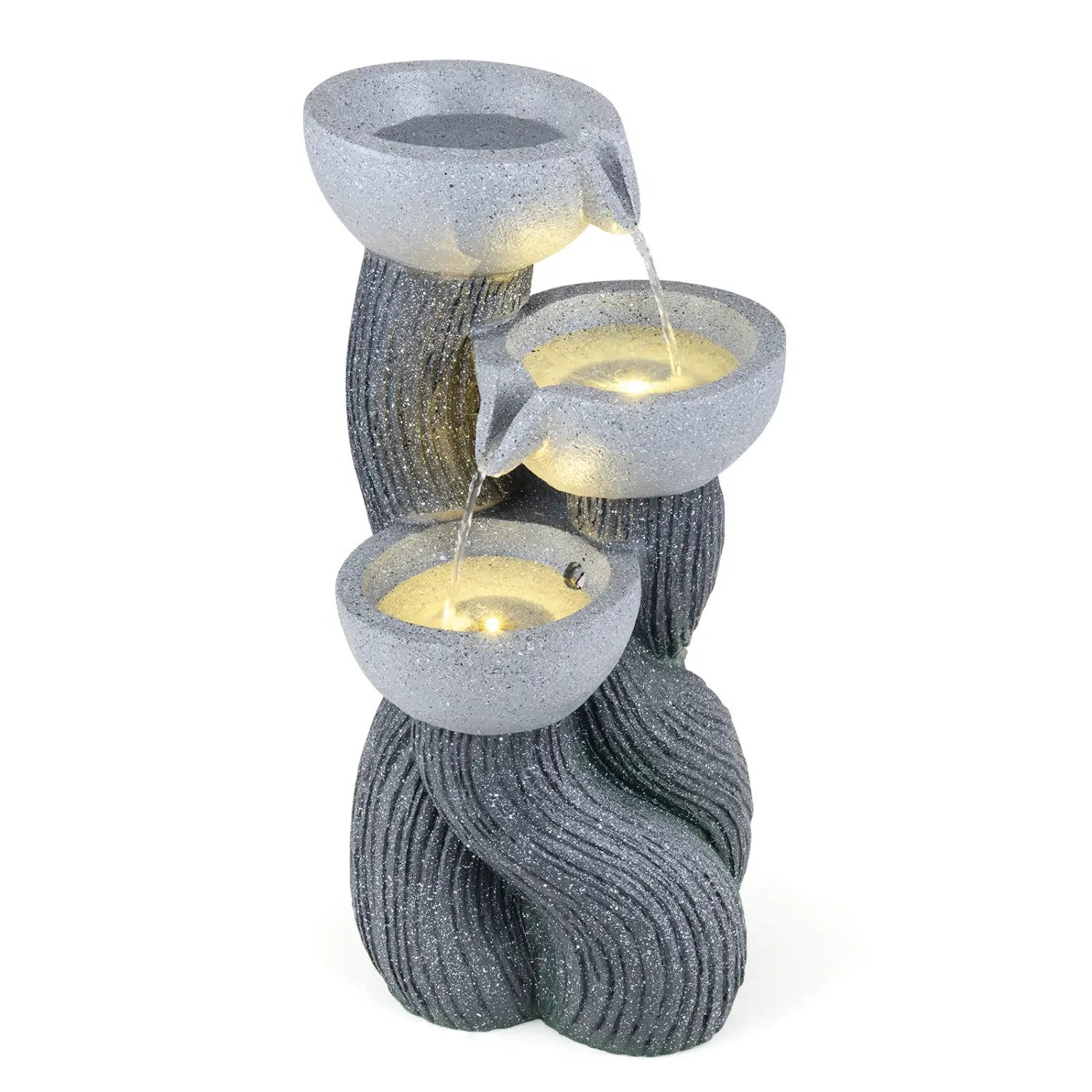 3-Tier Outdoor Water Fountain with LED Lights, 18.5 Inch by DirectDeals