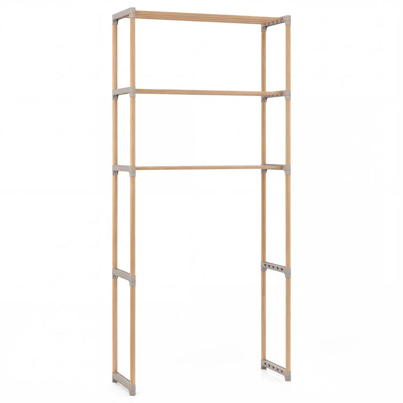 3-Tier Over The Toilet Storage Rack with Open Shelves-Gray by DirectDeals