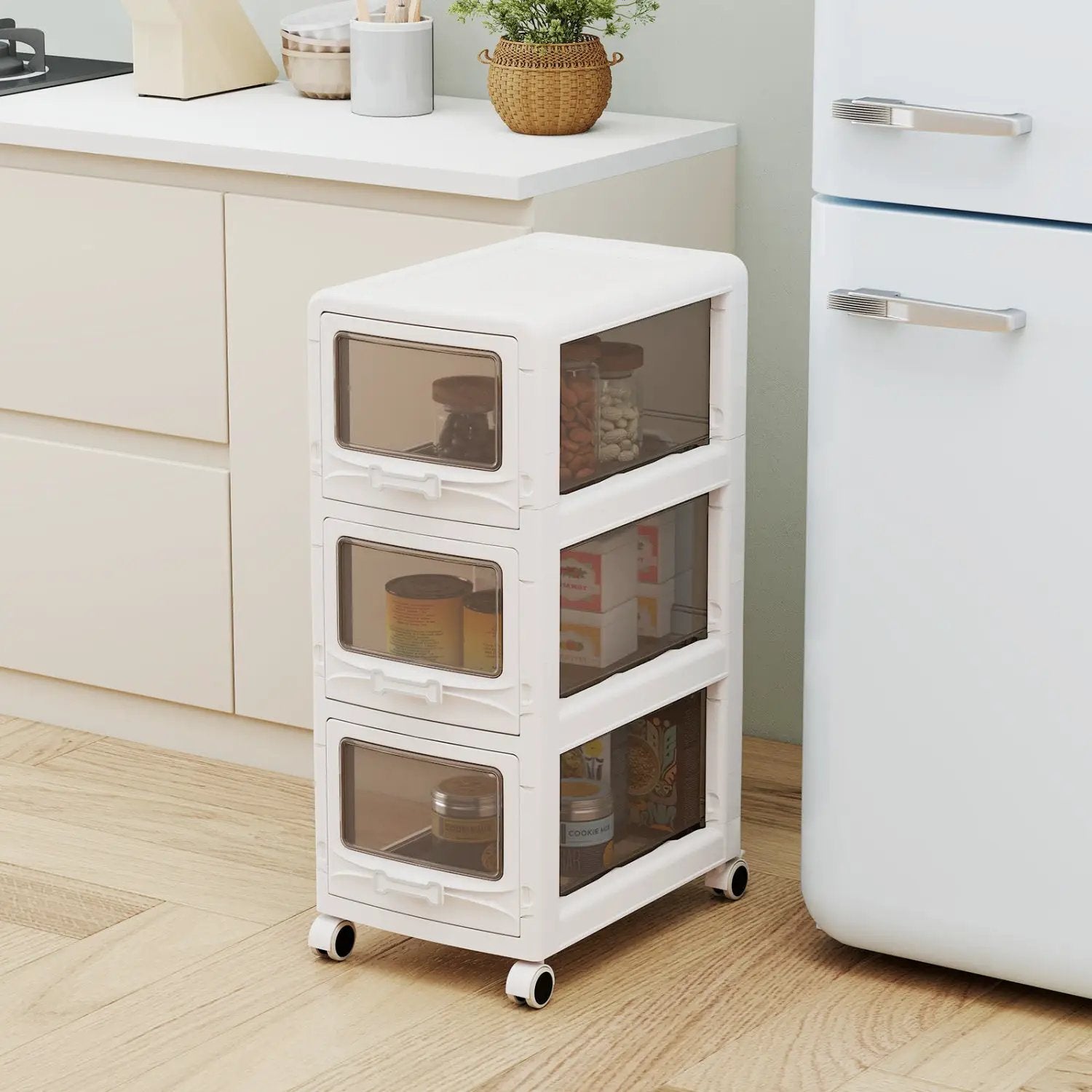 Rolling Storage Cart with Drawers and Lockable Wheels by DirectDeals