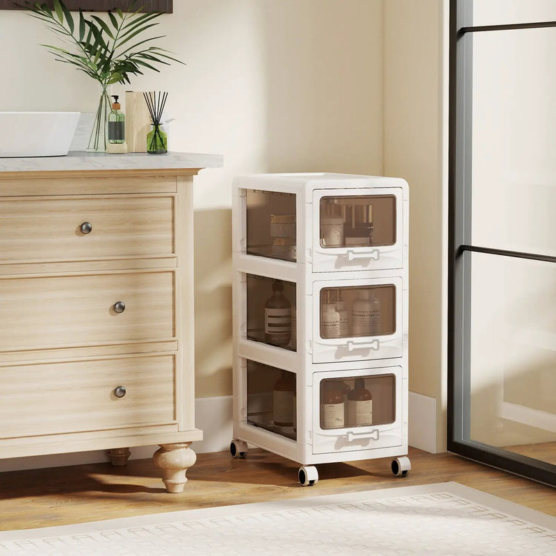 Rolling Storage Cart with Drawers and Lockable Wheels by DirectDeals
