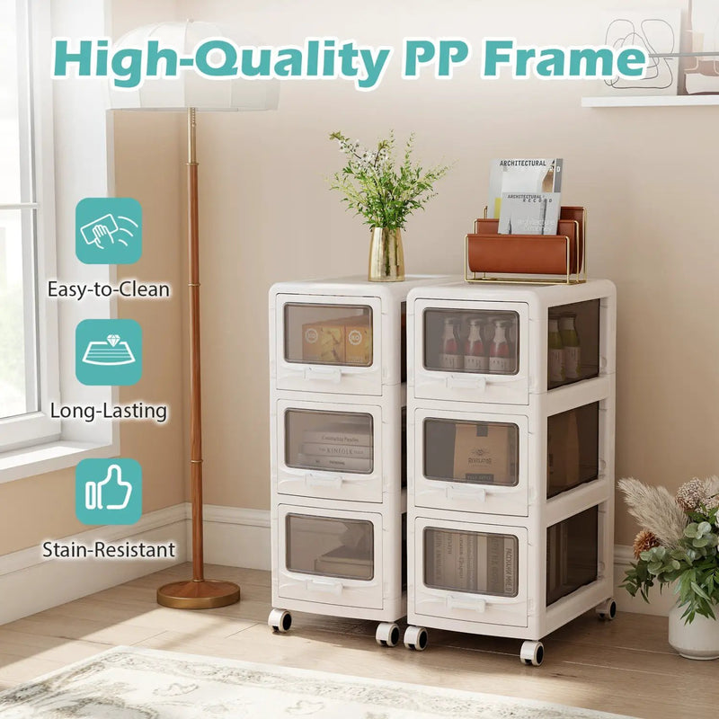 Rolling Storage Cart with Drawers and Lockable Wheels by DirectDeals