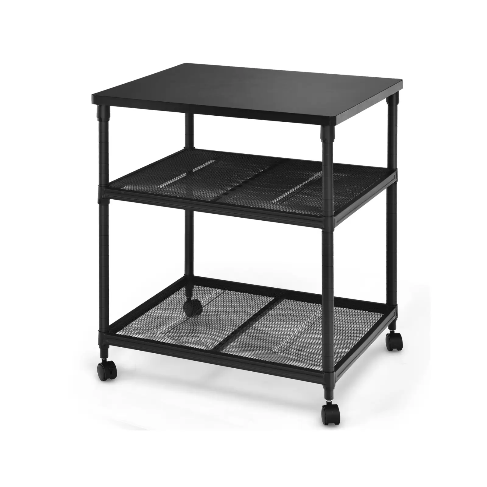 3 Tier Printer Stand Rolling Fax Cart with Adjustable Shelf and Swivel Wheels by DirectDeals