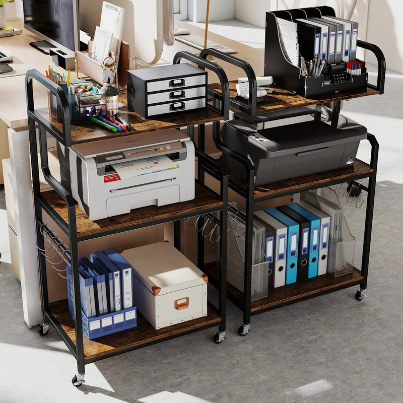 3-Tier Rolling Printer Stand Home Office Large Printer Cart with Storage Shelves by DirectDeals