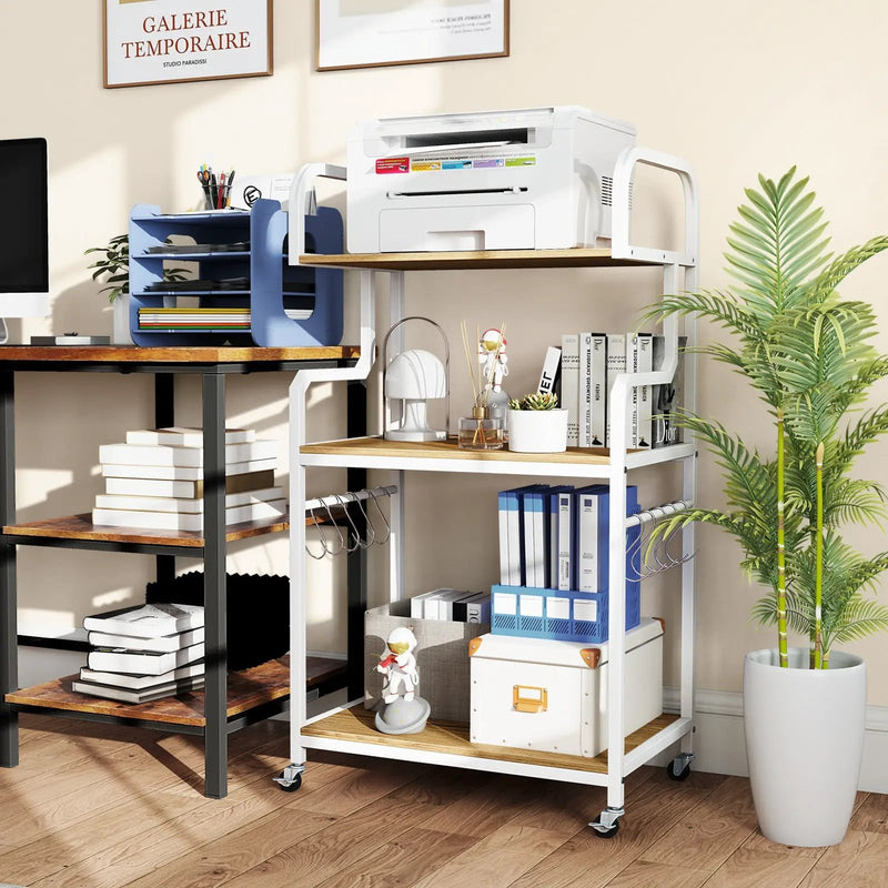 3-Tier Rolling Printer Stand Home Office Large Printer Cart with Storage Shelves by DirectDeals