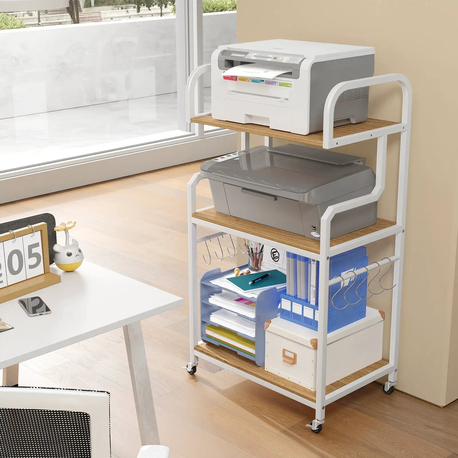 3-Tier Rolling Printer Stand Home Office Large Printer Cart with Storage Shelves by DirectDeals