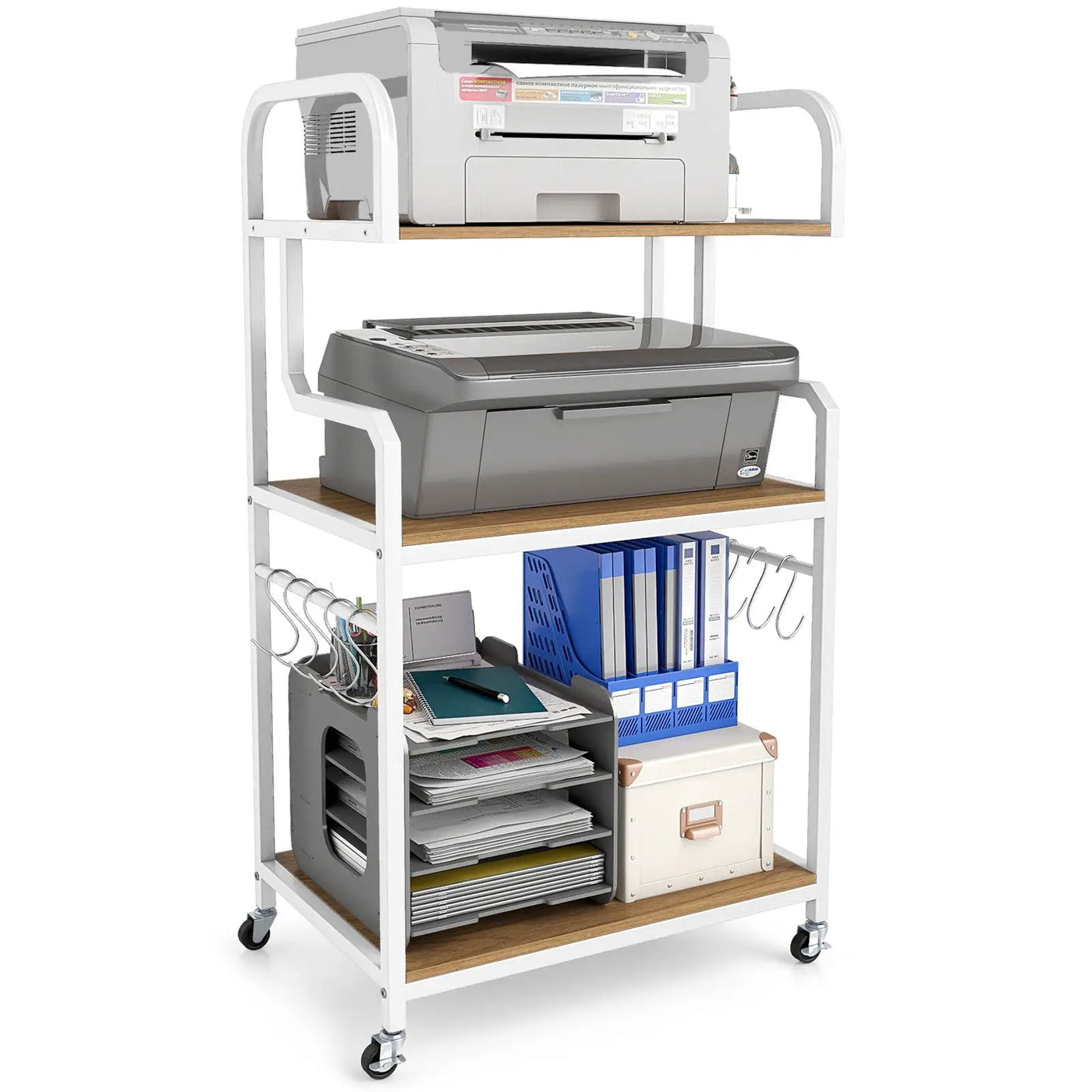 3-Tier Rolling Printer Stand Home Office Large Printer Cart with Storage Shelves by DirectDeals