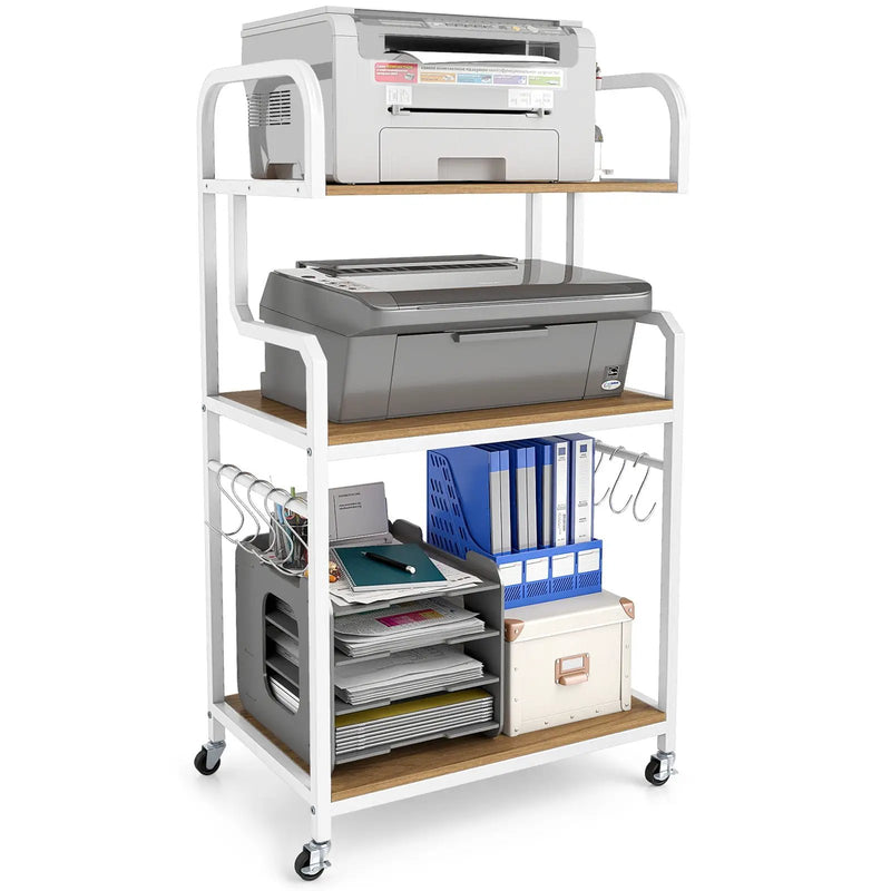 3-Tier Rolling Printer Stand Home Office Large Printer Cart with Storage Shelves by DirectDeals