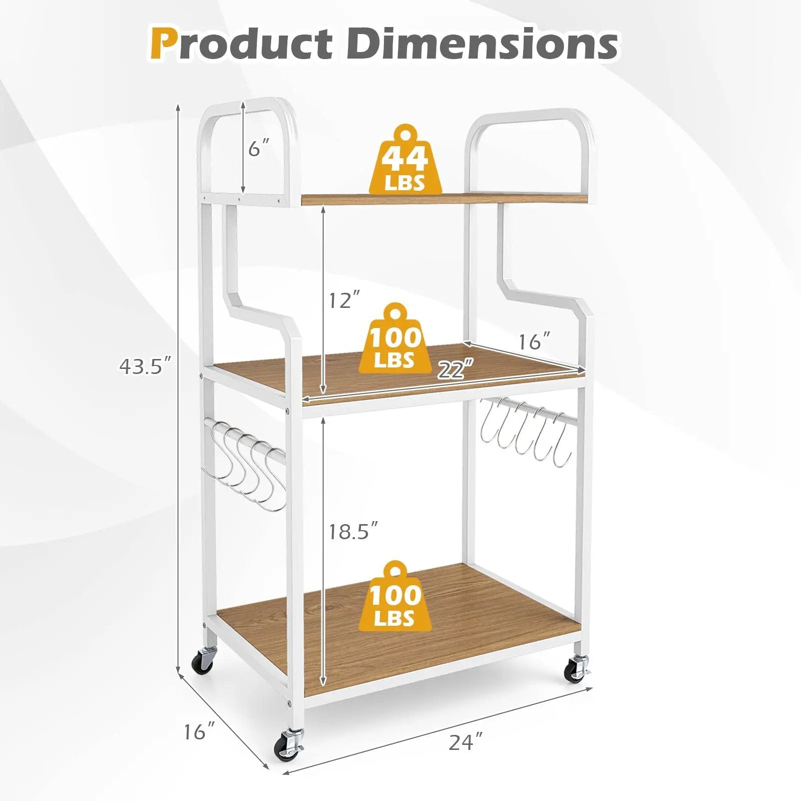 3-Tier Rolling Printer Stand Home Office Large Printer Cart with Storage Shelves by DirectDeals