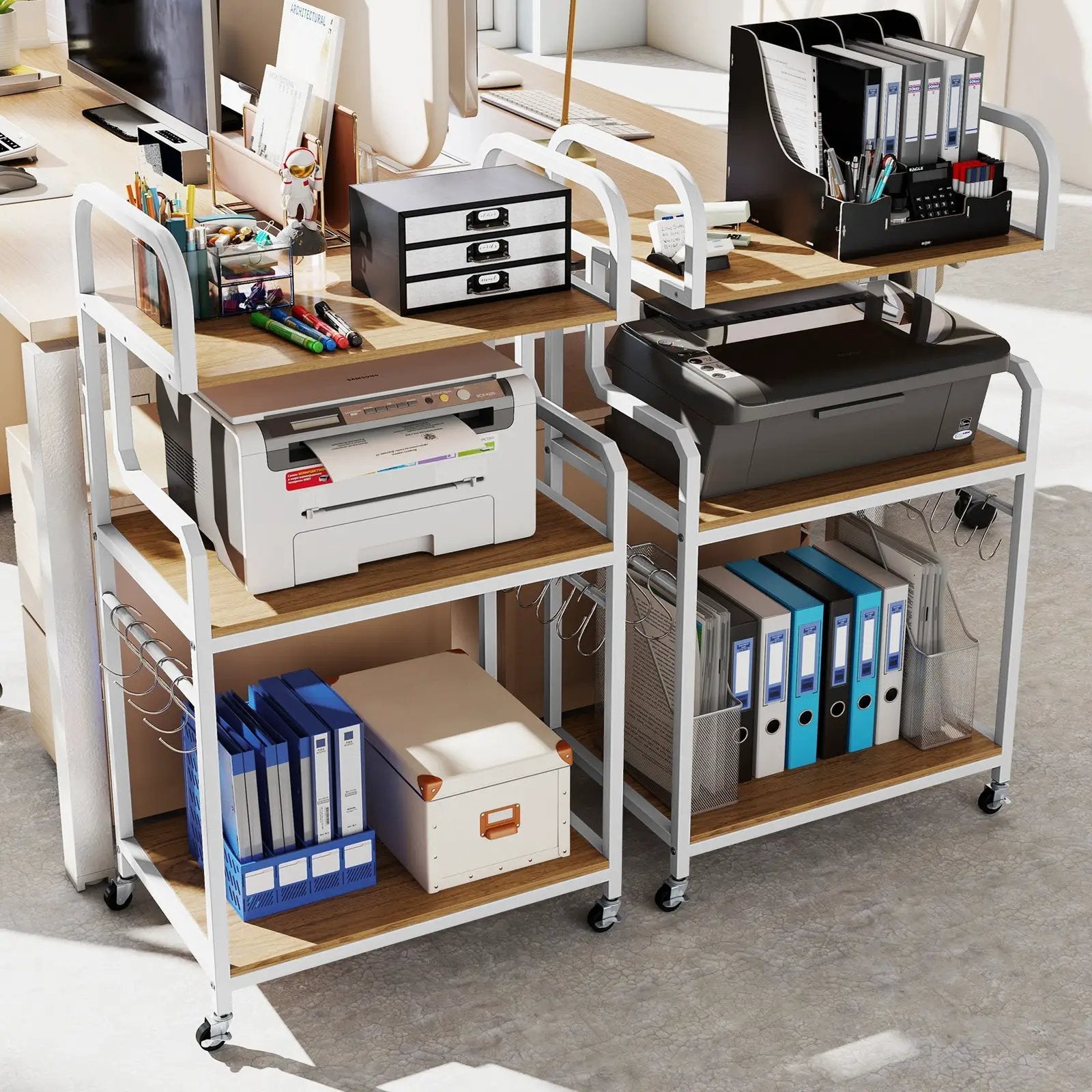 3-Tier Rolling Printer Stand Home Office Large Printer Cart with Storage Shelves by DirectDeals