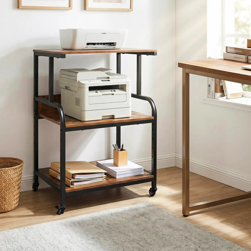 3-Tier Rolling Printer Stand with Adjustable Shelf by DirectDeals